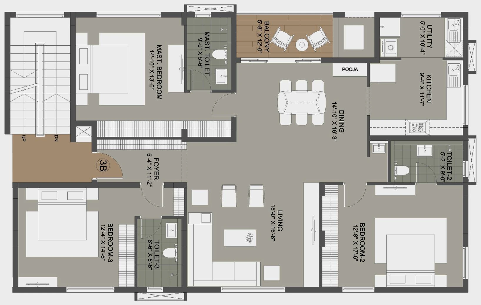 Unit B floor plan, original from the Unnatii brochure